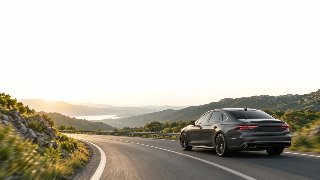 Passenger vehicle on an open road