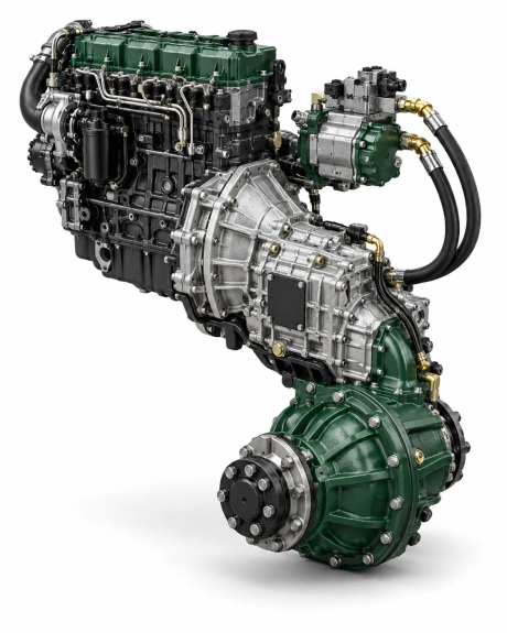 Engine, transmission, hydraulics and driveline